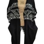 World Market Black Embroidered Lace Fringe Open Front Kimono Free Size MSRP $110 Black Photo 1