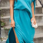 Pink Lily One Shoulder Dress Maxi Size XS Teal Bridesmaid Formal Wedding Guest Photo 0