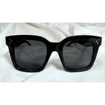 Large Cat Eye Fashion Sunglasses with Silver Accents Black Photo 6