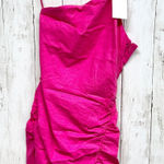 EXPRESS Edition Dress Women Size XXS Pink Asymmetric Side Rouch Sleeveless Mini Photo 0