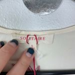 Solitaire NWT  Woman's Sz S Embroidered Cream Long Sleeve V Neck Tunic‎ Blouse Photo 5