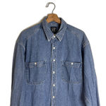 Gap  Denim Shirt L ladies Blue Long Sleeve Button Front Western Pockets y2k 90s Photo 1