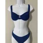 Pretty Little Thing  BLUE MINI CRINKLE UNDERWIRED SQUARE NECK BIKINI Set Photo 3
