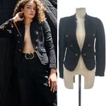 Free People  Jagger‎ Blazer Black Military Button Front Cotton Size XS Photo 1