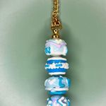 Handmade Cute Blue Luck Hand Painted Beaded Keychain Cup Charm Photo 1
