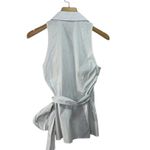 Ann Taylor sleeveless pinstripe wrap side tie blouse Sz 12 Cotton Blend Stretch Photo 3