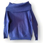Banana Republic Women’s Blue Off Shoulder Cowl Neck Knit Sweater Size L Photo 2