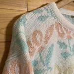 Vintage Justin Allen Size Medium Floral Print Pastel Sweater 80s 90s Green Photo 4