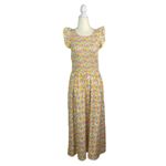 Cool Mode Ditsy Floral Smocked Bodice Midi Dress Yellow Size L Photo 1