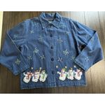 New Direction  Size M Denim Jacket Shirt Snowman Winter Theme NWT button down Photo 2