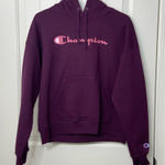Champion EUC  women’s dark purple pink logo pullover hooded sweatshirt‎ small Photo 0