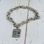 Vintage Y2K Flower Charm Bracelet Silver Chain Pink and Blue Rhinestones Photo 3