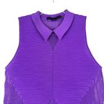 Alexander Wang ALEXANDER‎ WANG Sleeveless Mesh Cutout See Through Collared Top Purple Medium Photo 1