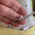Vintage Faceted Aurora Borealis Crystal Glass Beaded Collar Necklace Silver Photo 4