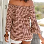 Lascana Berry Multi Printed Off‎ The Shoulder Top Bell Sleeve Boho Size 2 Photo 1