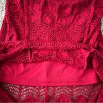 Forever 21 Burgundy Red Floral Lace Crochet Front Slit Maxi Skirt Size Small Photo 1
