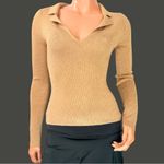 J.Crew  Glitter Disco Glam Johnny Collar Rib Knit Top XS Long Sleeve Studio 54 Photo 2