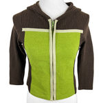 525 America Brown Lime Green Stripe Zip Hoodie Sweater Womens Size Small Photo 0