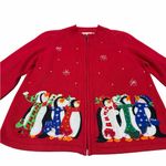 White Stag 🎅 Vintage Red Christmas Sweater with Penguins 🐧 Women’s Large Photo 1