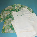 Alfred Dunner  2pc set floral button up and embellished tank top NEW size 18 Photo 0