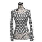 Vintage Y2K Black White Textured Daisy Knit Long Sleeve Fitted Top S Stretch Photo 1