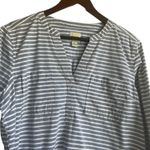 GH & Bass Co Women Tunic Top XL Gray White Striped Cotton Preppy Coastal Light Photo 8
