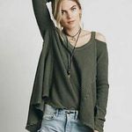 Free People Army Green Sunrise Cold Shoulder Top Size Medium Photo 0