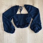 Urban Outfitters  - Balloon Sleeve Square Neck Crop Top in Black Photo 3