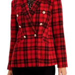 Charter Club [] Red Black Tartan Plaid Double Breasted Blazer Jacket Holiday 10 Photo 0