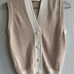 Las Sureñas Rare Mesh Open Knit Tiger Embroidered Button Vest in Beige – Size XS Tan Photo 0