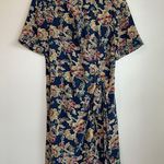 Adrianna Papell Vtg Silk Wrap Maxi Dress Sz 12 Blue Floral Fairy Grunge Academia Photo 0