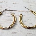 Vintage Earrings For Pierced Ears Gold Tone Double Hoop Photo 0