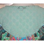 Figueroa & Flower Womens 2X Green Floral Lace Up Lace Back Blouse Tunic Top Photo 8