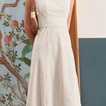 Rihoas White Square Neck Striped Midi Dress Size L Photo 0