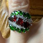 Vermelho Red Garnet Chrome Diopside Sterling Silver Cocktail Ring Size 6 Photo 0