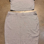 Nicki Minaj  Womens Large Black & White Striped Skirt Crop Top Set Barbz Photo 0