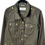 Caslon  Coated Moto Jacket Olive Green Outdoors Utility Equestrian XS Photo 2