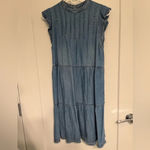 Velvet Heart Tiered denim midi dress with pintuck detail and pockets, size XS, NWOT Photo 1