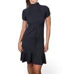 Chelsea and Violet Cutest grey knit dress with turtleneck and short sleeves and cute waist cinching Photo 1