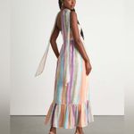 Lulus  size medium peach multi striped midi dress and scarf set new with tags Photo 3