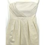Shoshanna Dress Size 2 Ivory Gold Stripe Strapless Sheath Cocktail Party Pockets Photo 1