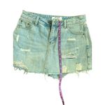 Acne Studios  Light Wash Distressed Denim Skirt Built in Short Raw Hem Photo 2