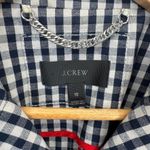 J. Crew Preppy Moto Jacket Womens 10 Blue White Gingham Plaid Cotton Linen NWOT Photo 3