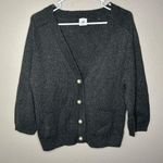 CAbi Cultured gray knit chunky pearl snap button cardigan size medium Photo 0