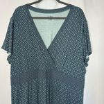 LL‎ Bean Knit Dress Women's Size 3XL Teal Navy Short Sleeve Faux Wrap V Neck Blue Photo 1