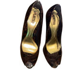 Unlisted  Brown Croc-Embossed Peep-Toe Heels Photo 2