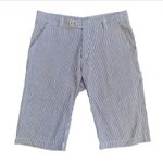 Vintage Blue striped Bermuda shorts Medium Nautical cruisewear resortwear 80s Photo 0