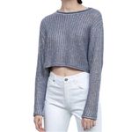 ZARA Blue and Silver Metallic Cropped Sweater Photo 2