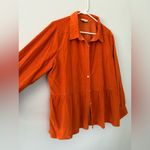 Loft VTG The  Button Down Long Sleeve Blouse Shirt Flowy Shacket Orange Size L XL Photo 1