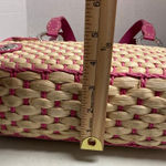 Brighton Tan & Pink Basketweave Handbag Satchel Purse 15X3.75X10 Photo 0